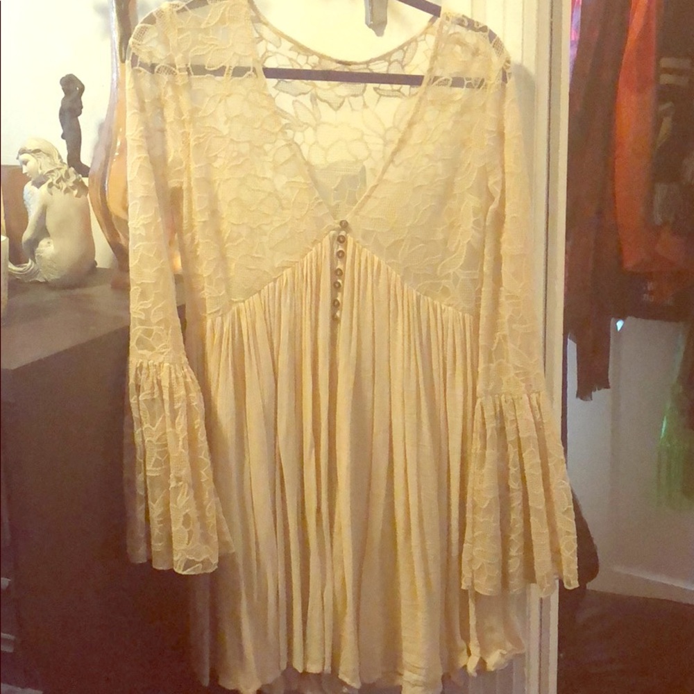 Free people bell sleeve mini dress